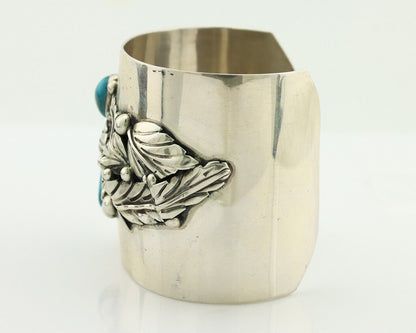 Navajo Bracelet 925 Silver Natural Blue Turquoise Signed David Zachary C.80's
