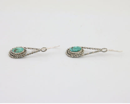 Navajo Dangle Earrings 925 Silver Natural Blue Turquoise Native Artist C.80's