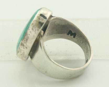 Navajo Ring 925 Sterling Turquoise Handmade Signed M Montoya C.80's Size 8.5