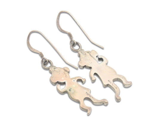 Navajo Earrings 925 Silver Natural Turquoise & Onyx Native American Artist C.80s