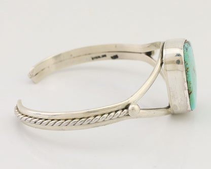 Navajo Cuff Bracelet 925 Silver Natural Blue Turquoise Artist Signed Gecko C.80s
