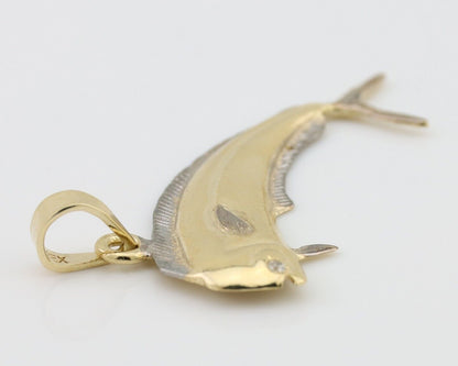 Men 14k Solid Gold Mahi Mahi Dorado Fish Pendant Medium Size 1/2 in x 1 1/2 in