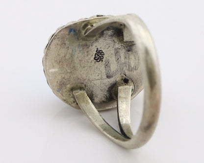 Navajo Ring 925 Silver Blue Turquoise Native American Artist C.80's