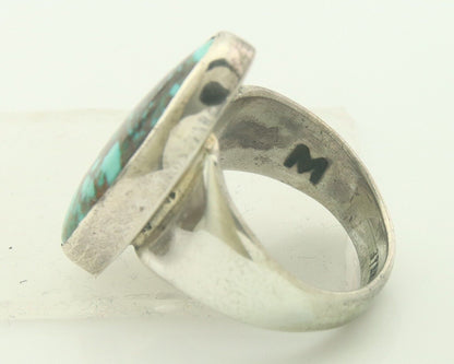 Navajo Ring 925 Sterling Turquoise Handmade Signed M Montoya C.80's Size 7.0