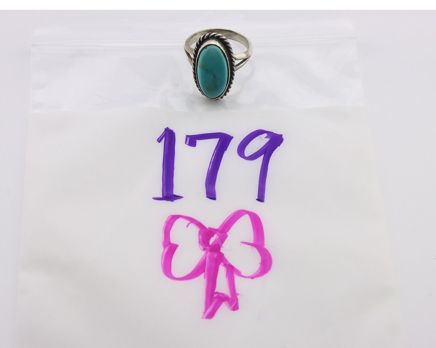 Navajo Ring .925 Silver Natural Kingman Turquoise Native American Artist C.80's