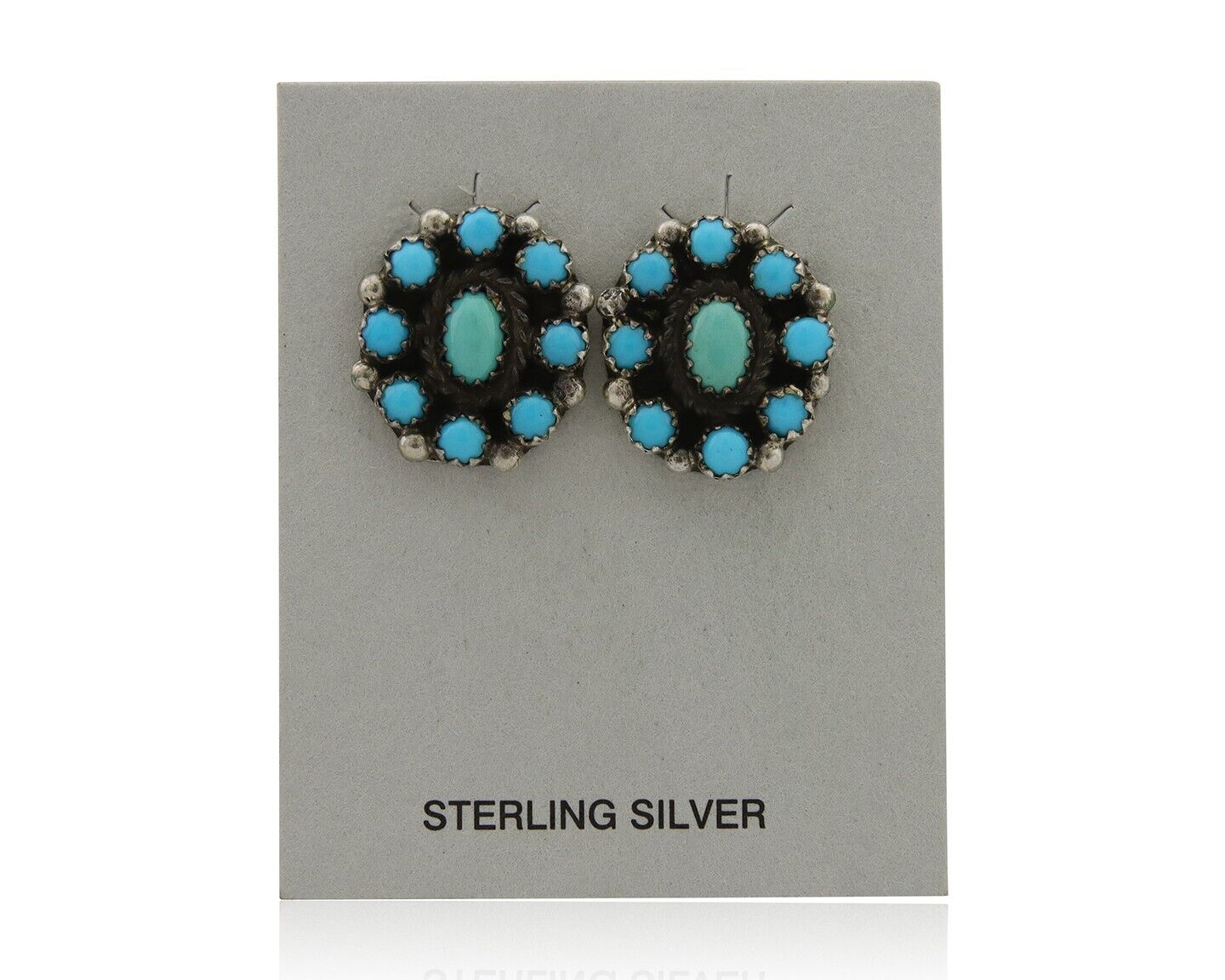 Navajo Snake Eye Earrings 925 Silver Sleeping Beauty Native Artist C80s