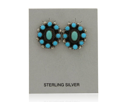 Navajo Snake Eye Earrings 925 Silver Sleeping Beauty Native Artist C80s