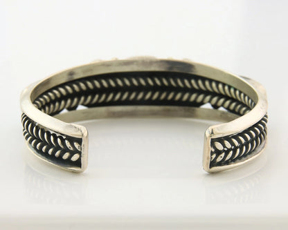 Navajo Cuff Bracelet Sterling Silver Turquoise Handmade Vintage Signed VB