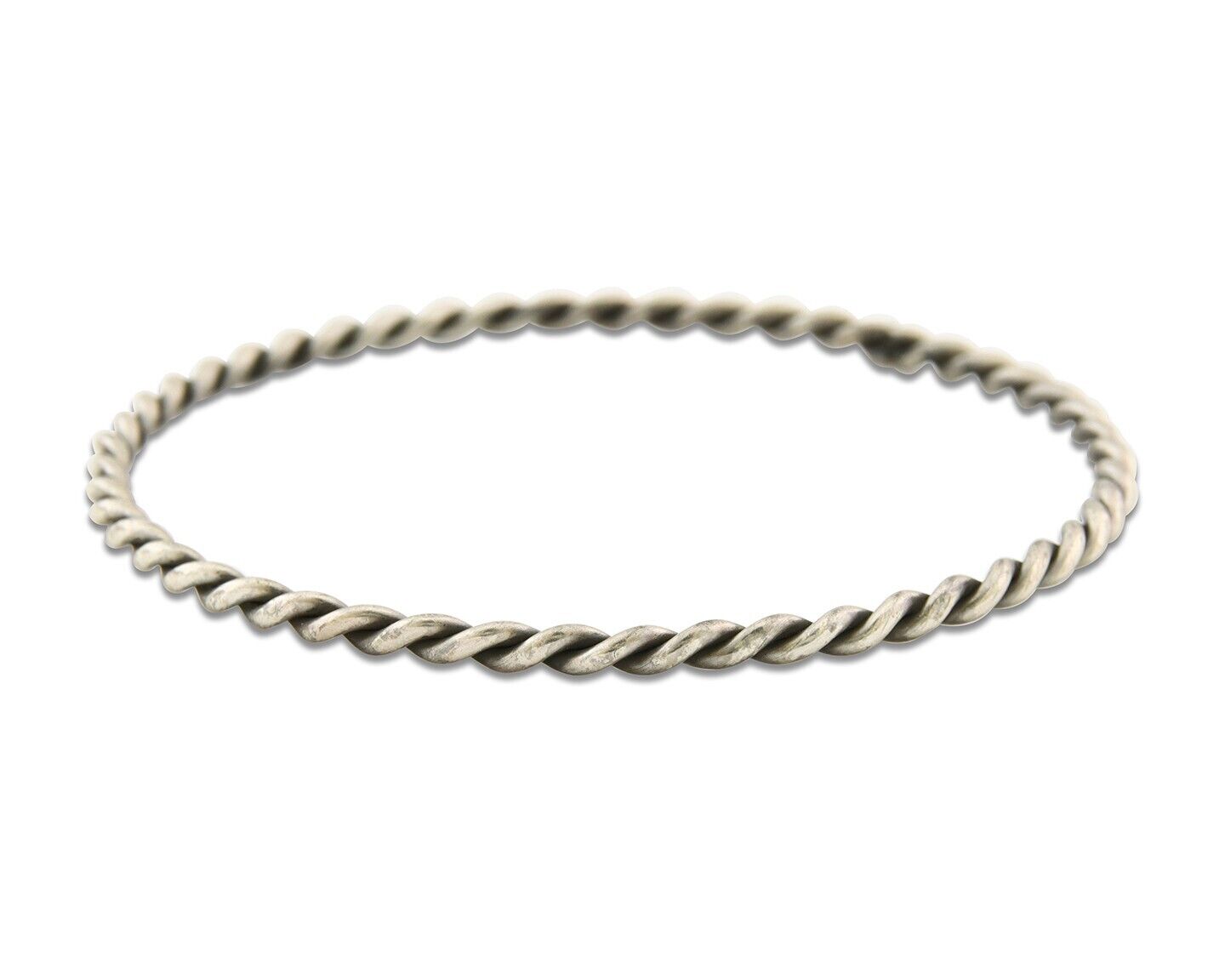 Navajo Bangle Bracelet 925 Silver Hand Stamped Twist Native American Artist C80s