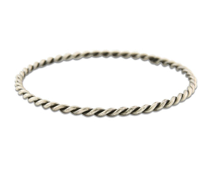 Navajo Bangle Bracelet 925 Silver Hand Stamped Twist Native American Artist C80s