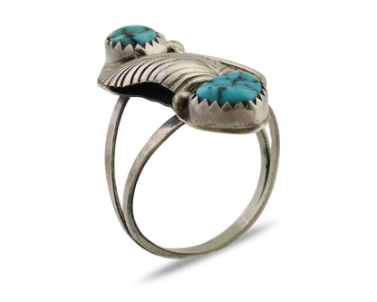 Navajo Handmade Ring 925 Silver Kingman Turquoise Native American Artist C.80's