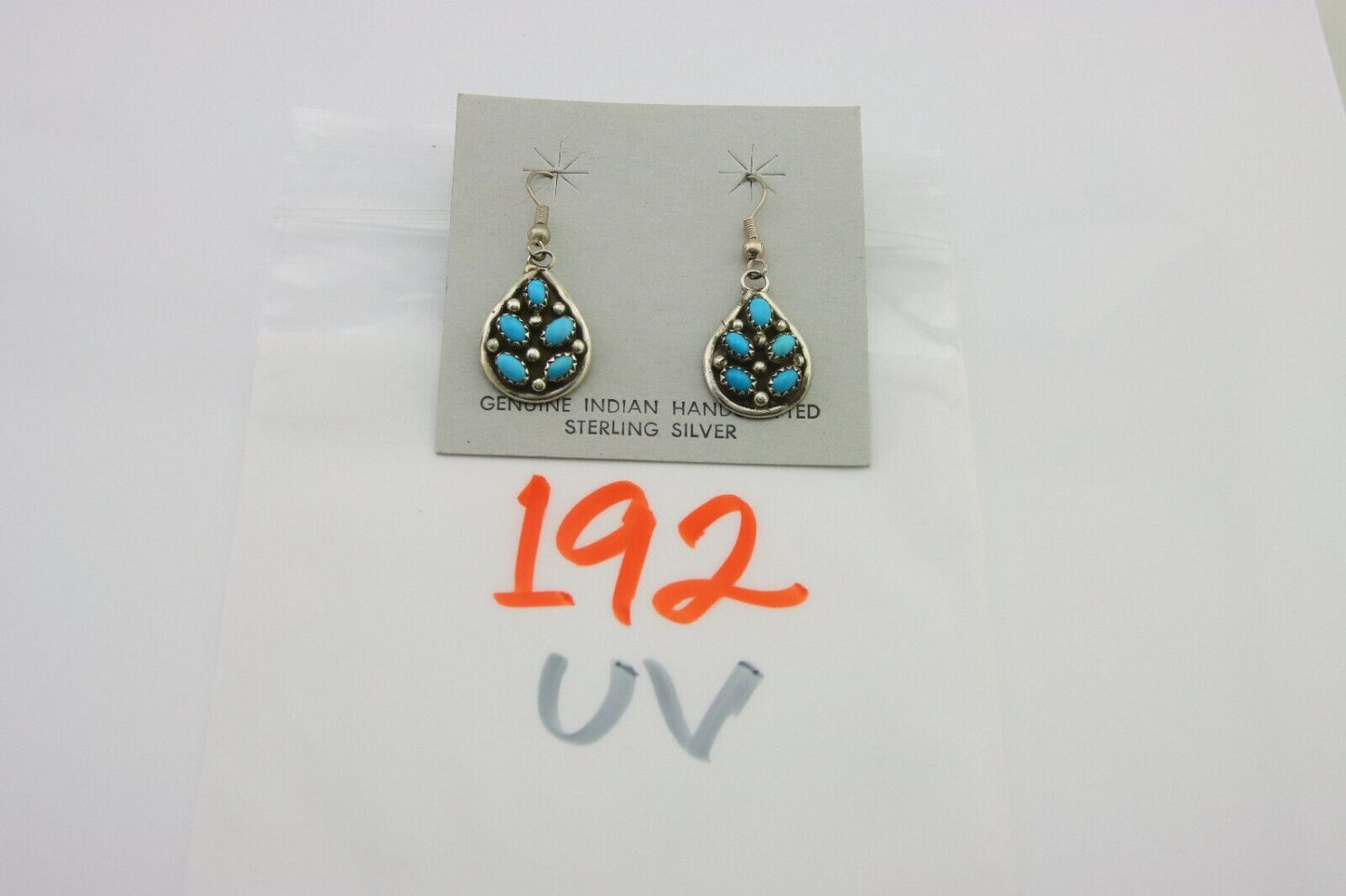 Navajo Earrings 925 Silver Natural Turquoise Native Artist C.80's