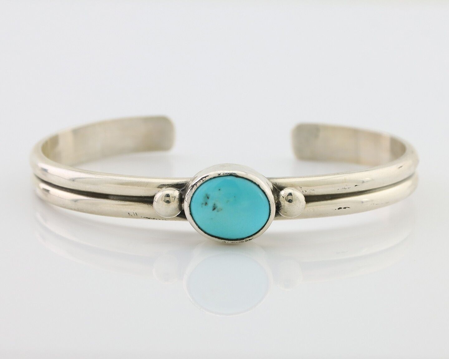 Navajo Cuff Bracelet 925 Silver Natural Blue Turquoise Native American C.80's