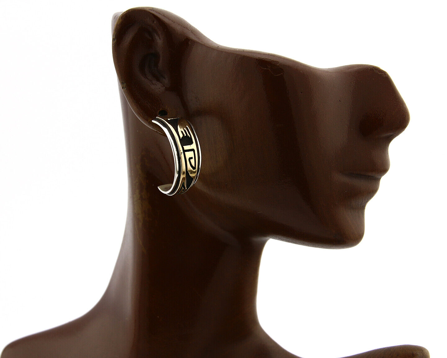 Navajo Hoop Earrings .925 Silver 14k SOLID Yellow GOLD MM Rogers & DJM