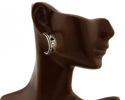 Navajo Hoop Earrings .925 Silver 14k SOLID Yellow GOLD MM Rogers & DJM