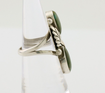 Navajo Ring 925 Silver Natural Green Turquoise Native American C.80's
