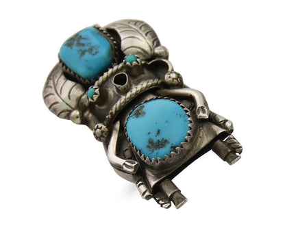 Navajo Kachina Ring 925 Silver Natural Turquoise Artist Signed CO C.80's