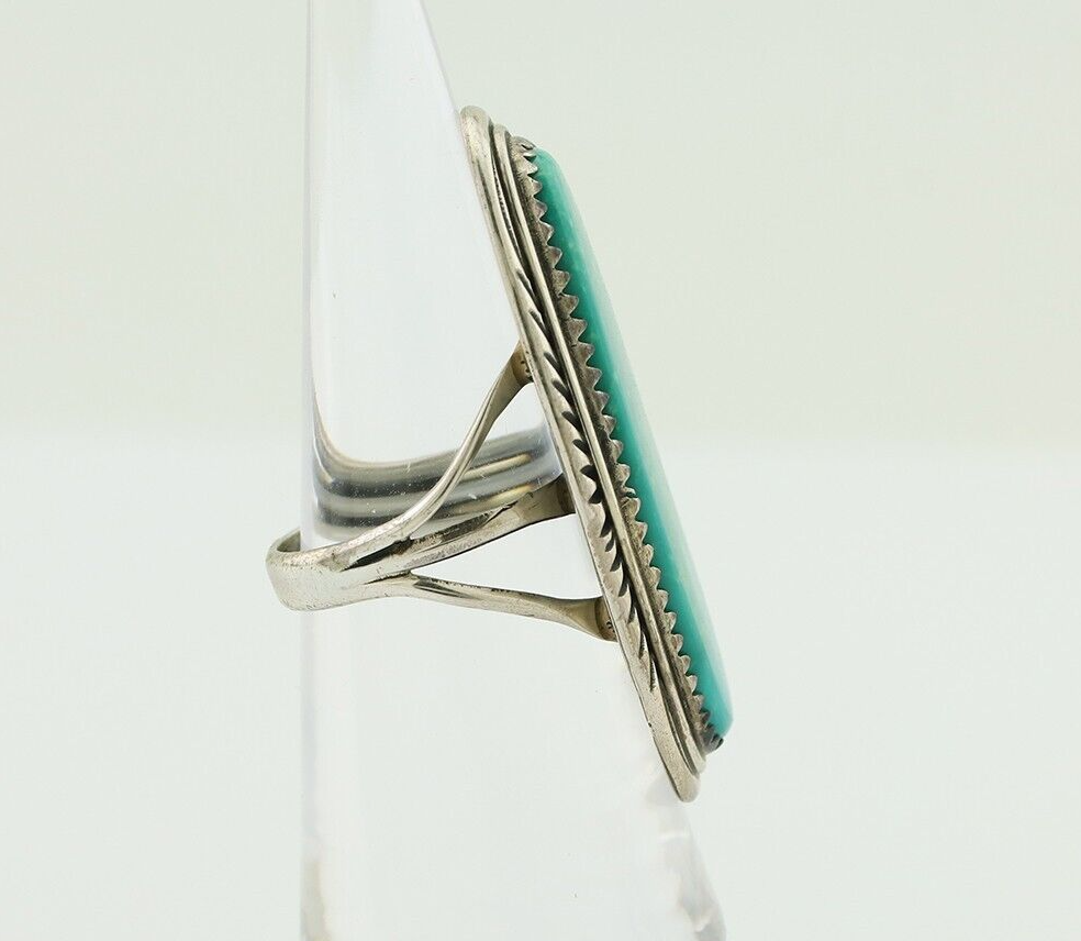 Navajo Ring 925 Silver Natural Turquoise Artist Signed William Denetdale C.80's