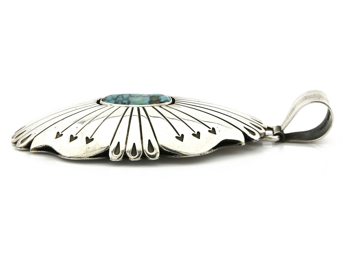 Navajo D Begay Pendant Natural Turquoise .925 Silver Hand Stamped C.80's