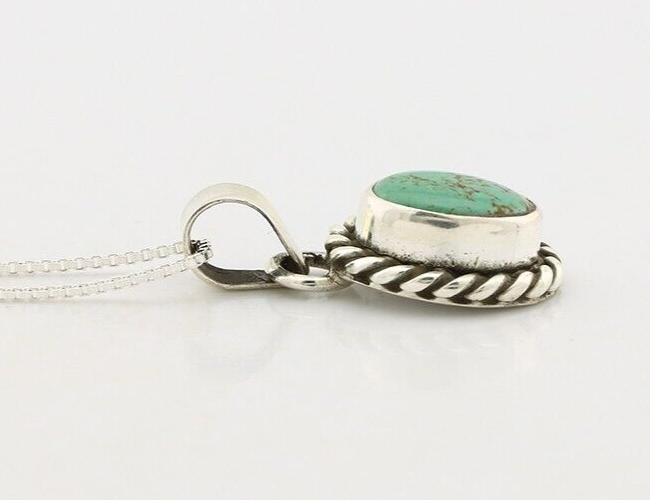 Navajo Necklace 925 Silver Natural Kingman Turquoise Native Artist C.2008