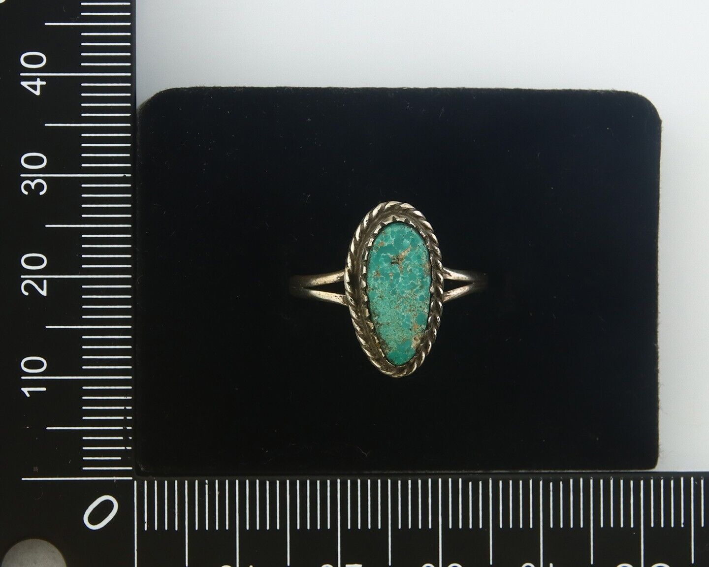Navajo Ring 925 Sterling Natural Turquoise Native Artist C.80's Size 8.25