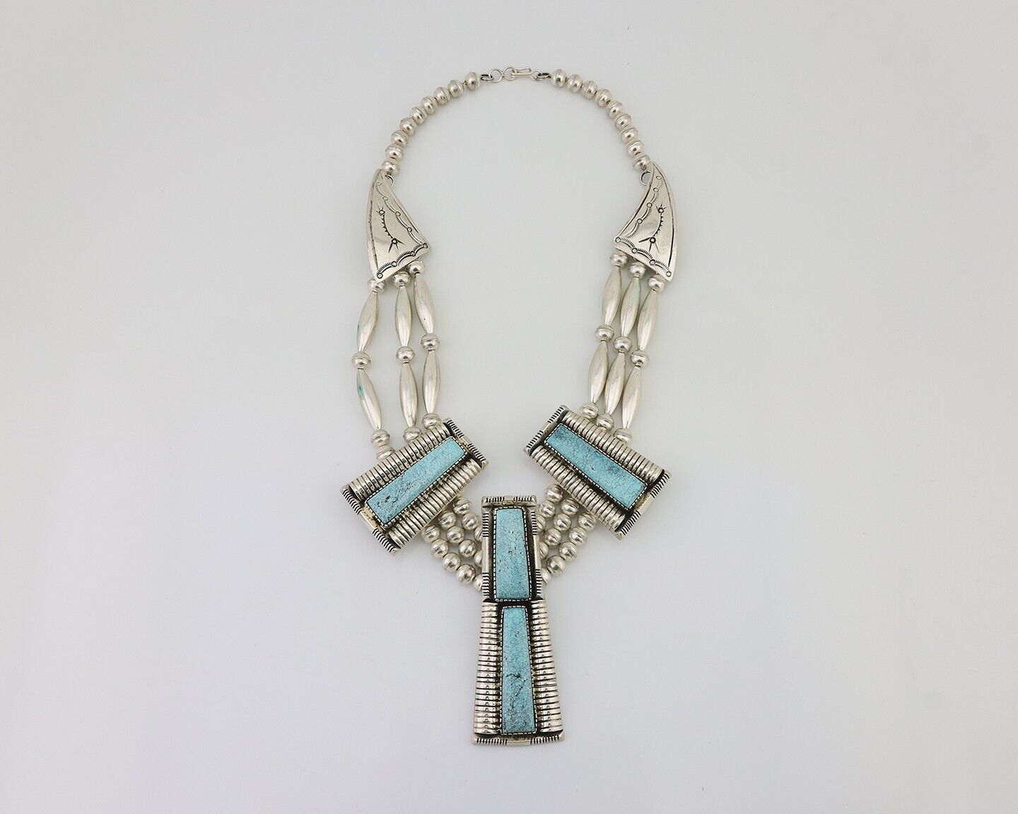 Navajo Necklace Mine 8 Turquoise Handmade Artist Signed D C.80's