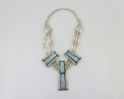 Navajo Necklace Mine 8 Turquoise Handmade Artist Signed D C.80's