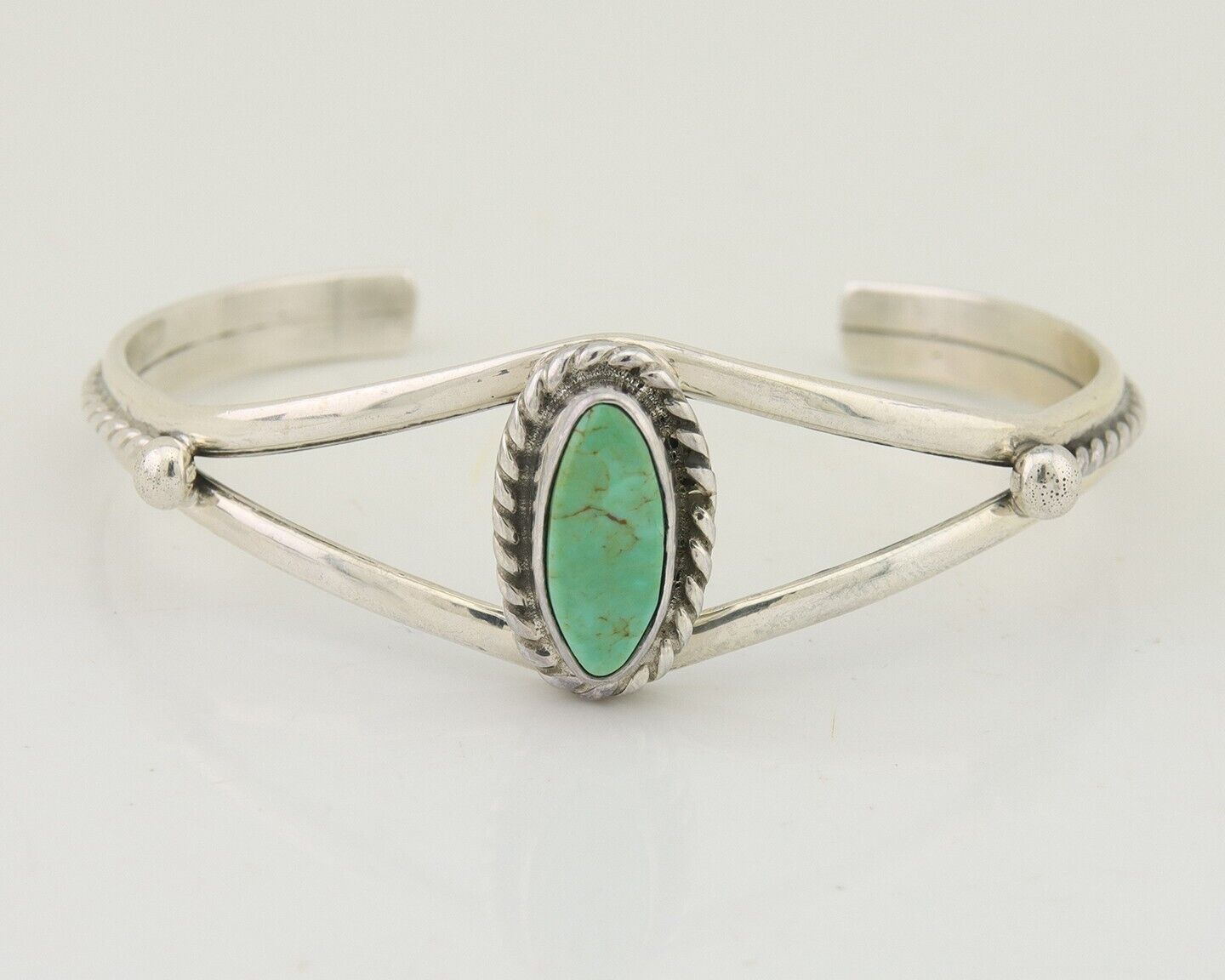 Navajo Bracelet 925 Silver Blue Turquoise Artist Signed Gecko C.80's