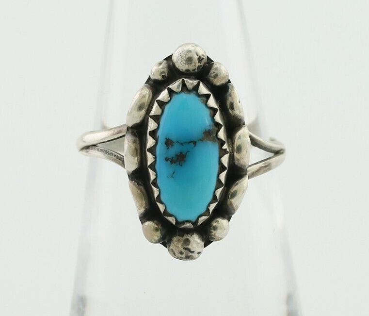 Navajo Handmade Ring 925 Silver Sleeping Beauty Artist Signed SC C.80's