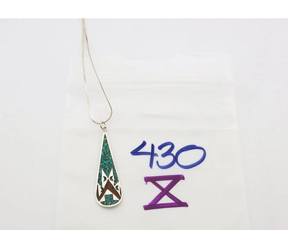 Navajo Necklace Sterling Silver Authentic Inlaid Gemstone Native American