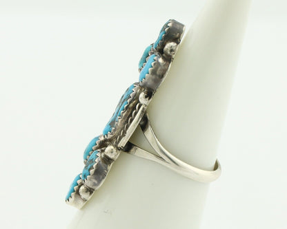 Navajo Ring .925 Silver Blue Morenci Turquoise Artist Signed IHMJ & MT C.80's