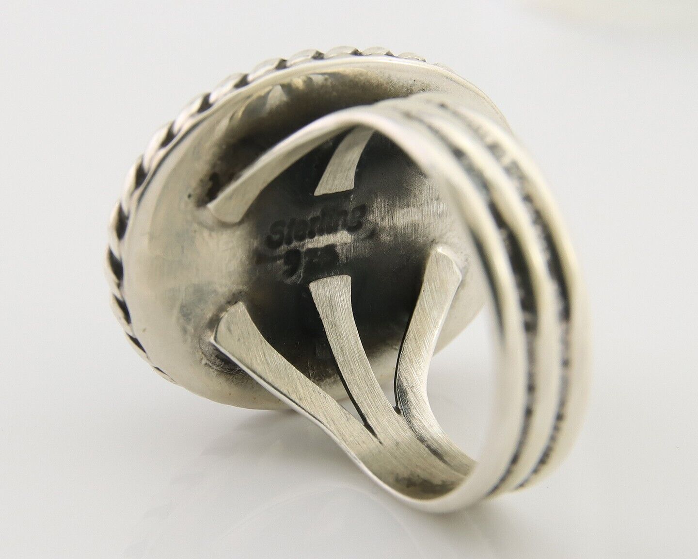 Navajo Ring 925 Silver Natural Malachite Native American Artist C.80's