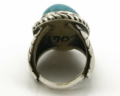 Navajo Ring .925 SOLID Silver Globe Turquoise Signed Doug Zachary C.80's