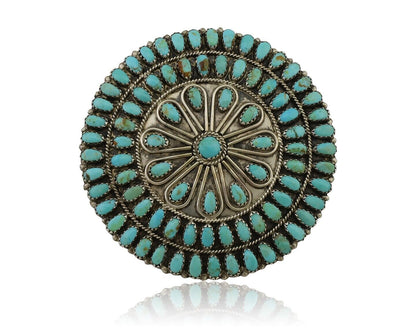 Navajo Pin Pendant 925 Silver Natural Kingman Turquoise Signed LMB C.80's