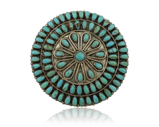 Navajo Pin Pendant 925 Silver Natural Kingman Turquoise Signed LMB C.80's