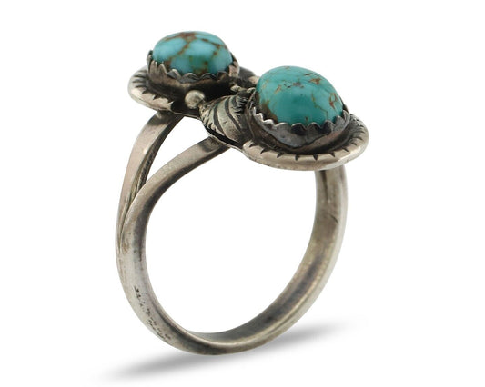 Navajo Ring 925 Silver Natural AAA Blue Spiderweb Turquoise Tom Willeto C.80's