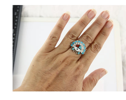 Vintage Zuni Ring 925 Sterling Silver Natural Gemstone Size 6.25