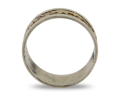 Men Navajo Handmade Ring 925 Silver & Gold Signed Tom & Sylvia Kee C.80's