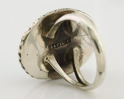 Navajo Ring 925 Silver Kingman Turquoise Native American Artist C.80's