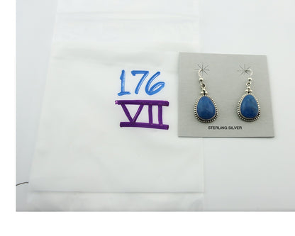 Navajo Dangle Earrings Sterling Silver Lapis Vintage Authentic Signed M