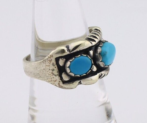Navajo Ring 925 Silver Sleeping Beauty Turquoise Artist Signed MM C.80's