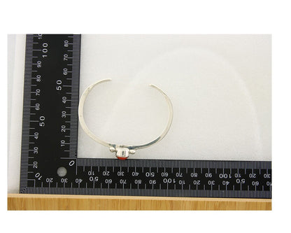 Navajo Bracelet .925 Silver Mediterranean Red Coral Cuff Native Artist C.80's