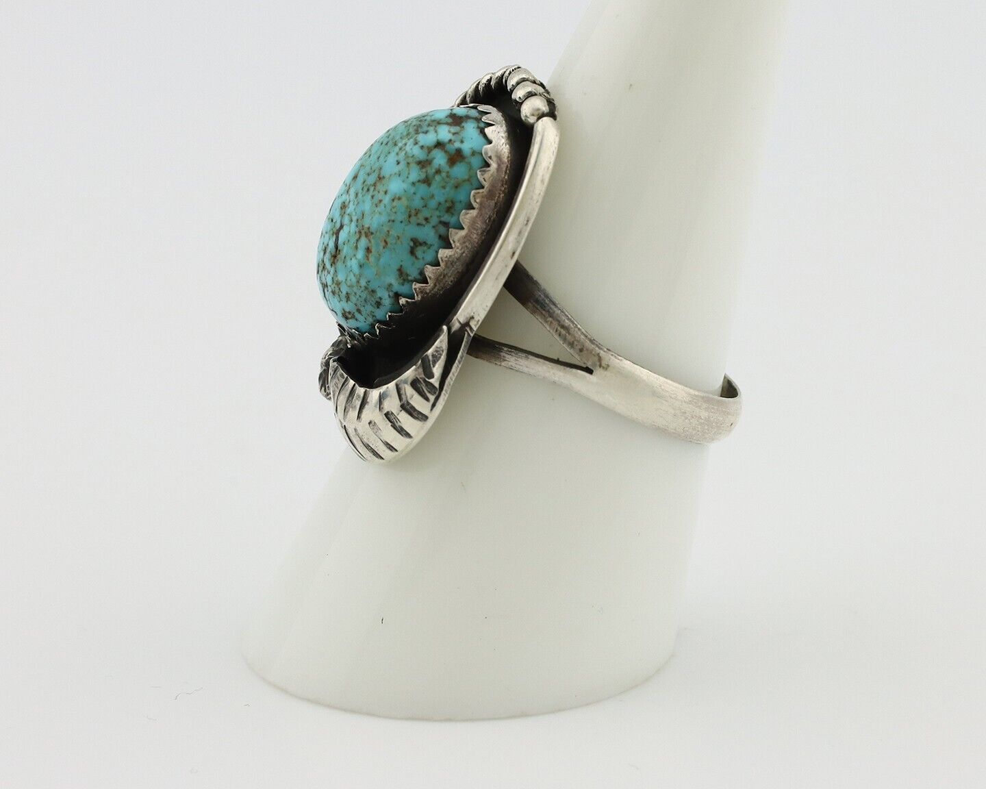 Navajo Ring 925 Silver Mine 8 Turquoise Native Artist C.80s