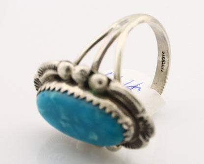Navajo Ring 925 Silver Blue Gem Turquoise Native American Artist C.80's