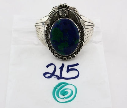 Navajo Cuff Bracelet Sterling Silver Lapis Malachite Vintage Signed CP C.80's