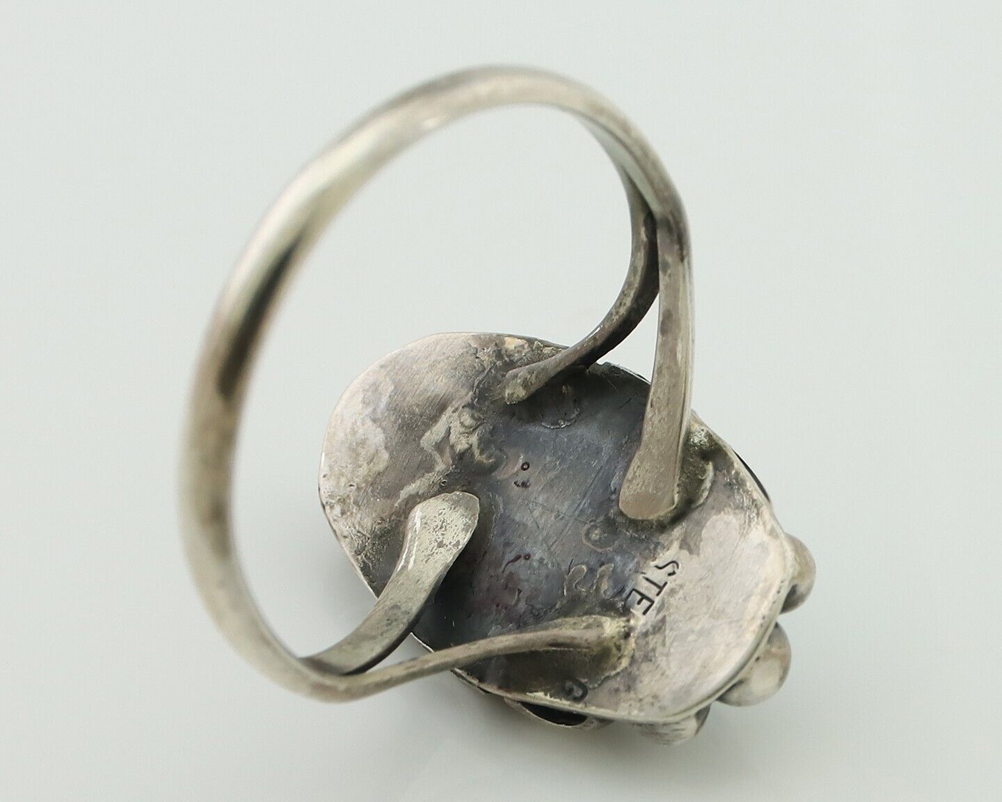 Navajo Handmade Ring 925 Silver Sleeping Beauty Artist Signed SC C.80's