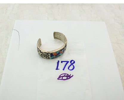 Navajo Cuff Bracelet Sterling Silver Natural Gemstone Signed Wilbert Muskett