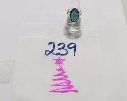 Navajo Ring 925 Silver Sleeping Beauty Turquoise Artist Signed SC C.80's