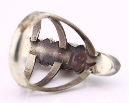 Navajo 3 Stone Ring 925 Silver Blue Turquoise Native American Artist C.80's
