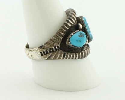 Zuni Ring .925 Silver Natural Sleeping Beauty Turquoise Native Artist C.80's